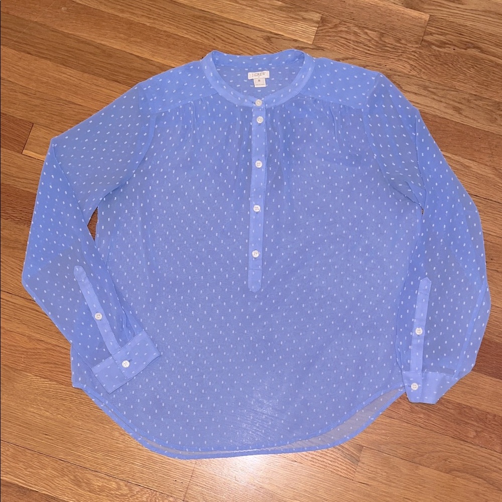 J. Crew Dot Chiffon Sheer Blouse Size Medium